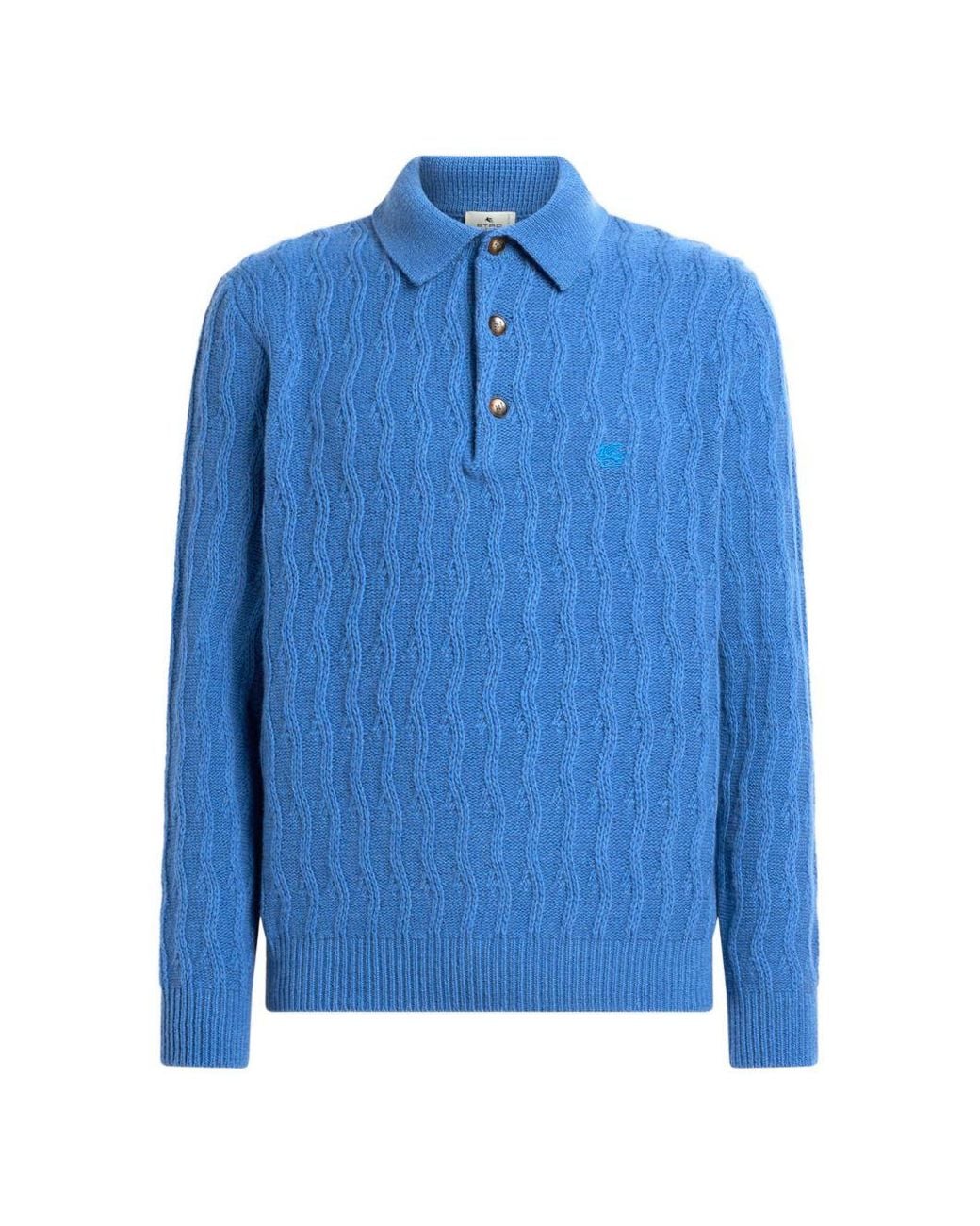 Etro Blue Cashmere Polo Shirt