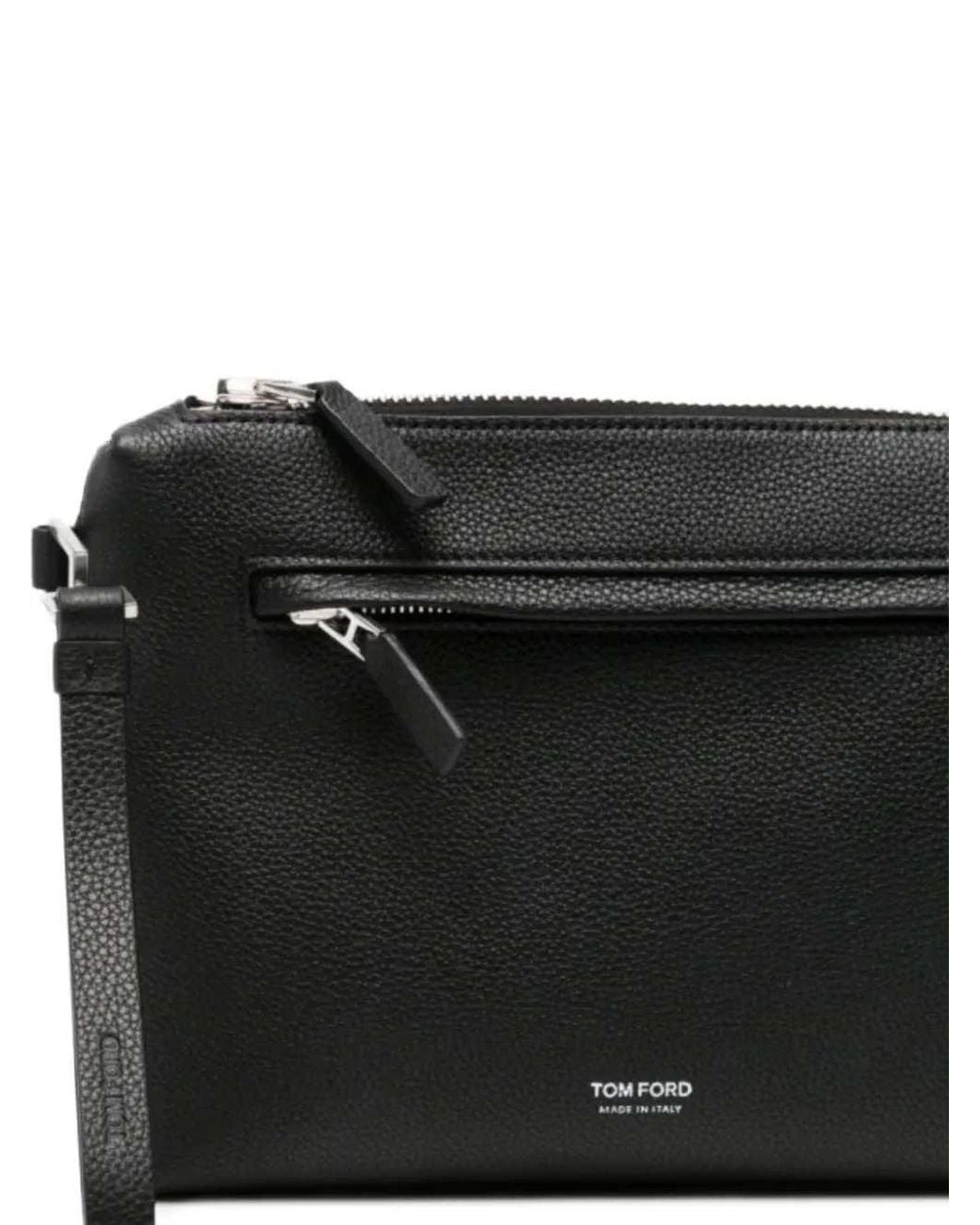 Tom Ford Black Grained Leather Pouch for men