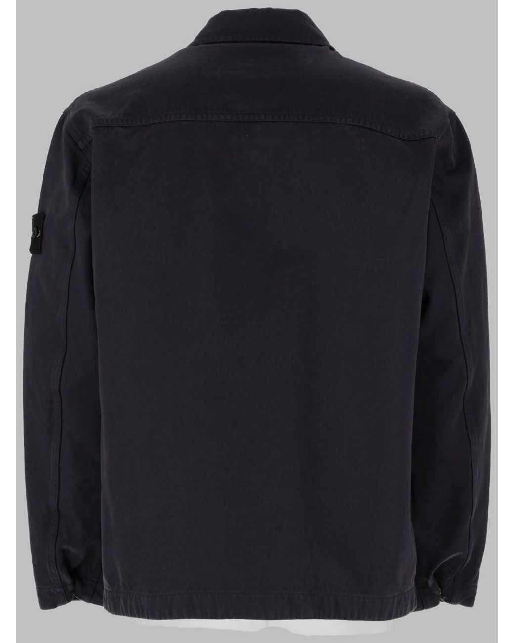 Stone Island Black Stone Island Cotton-Twill Overshirt for men