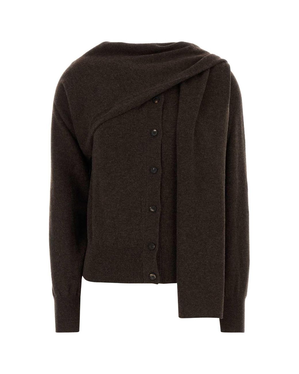 Ferragamo Black Asymmetric Button-Up Cardigan