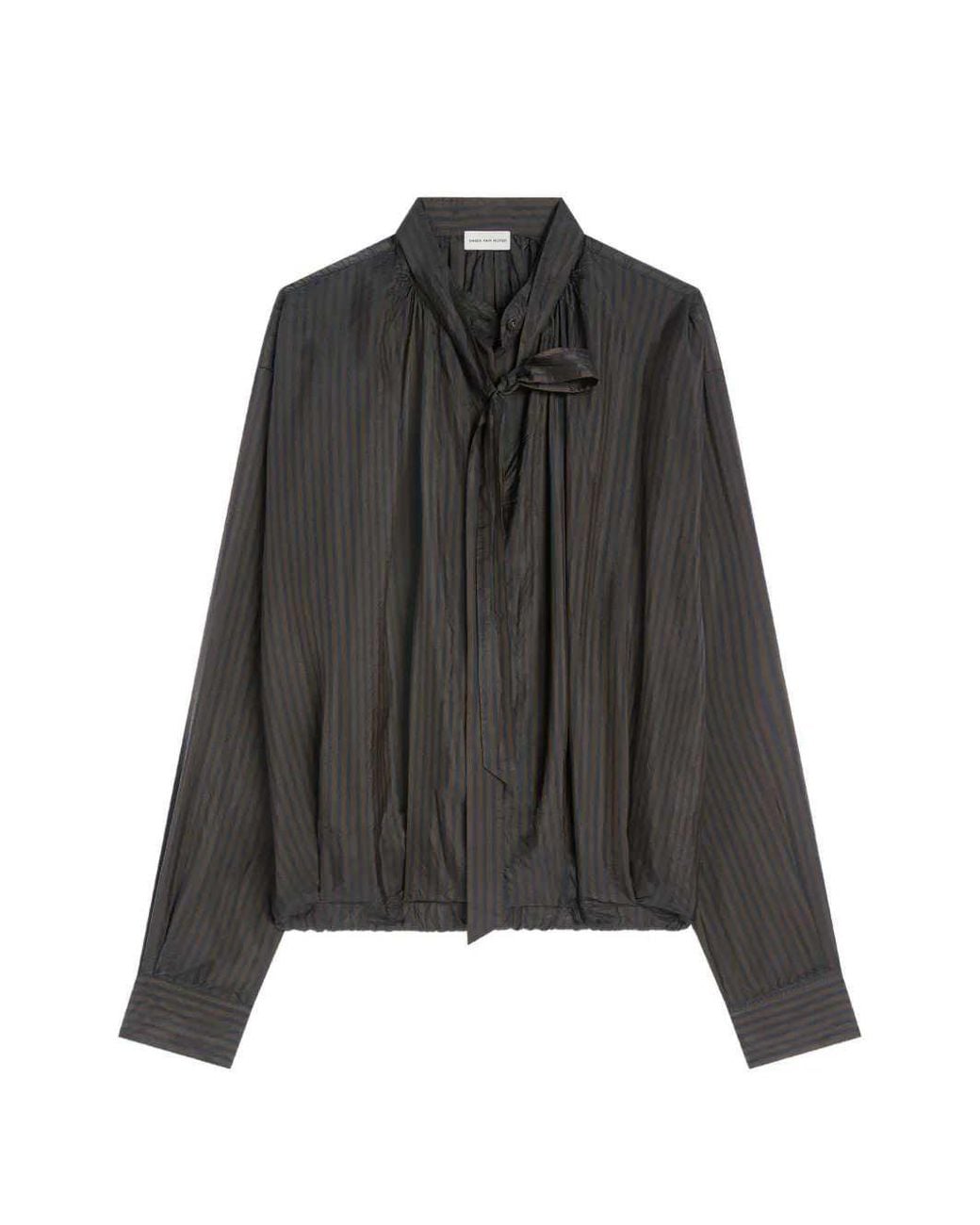 Dries Van Noten Black Cupro Blouse With Drawstring