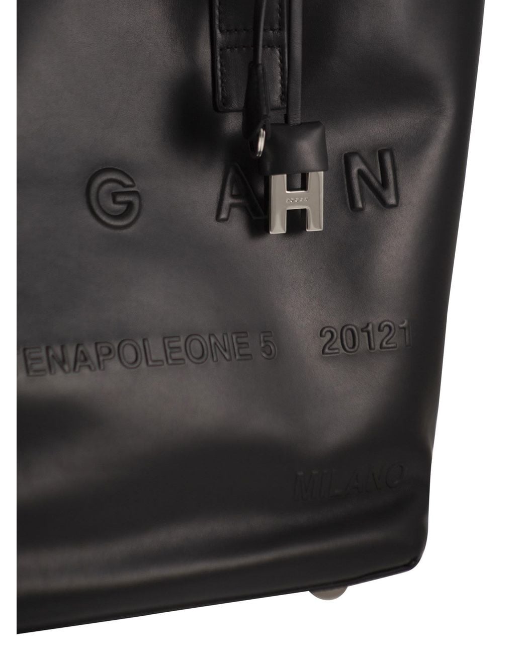 Hogan Black Leather Tote Bag With Embossed Logo
