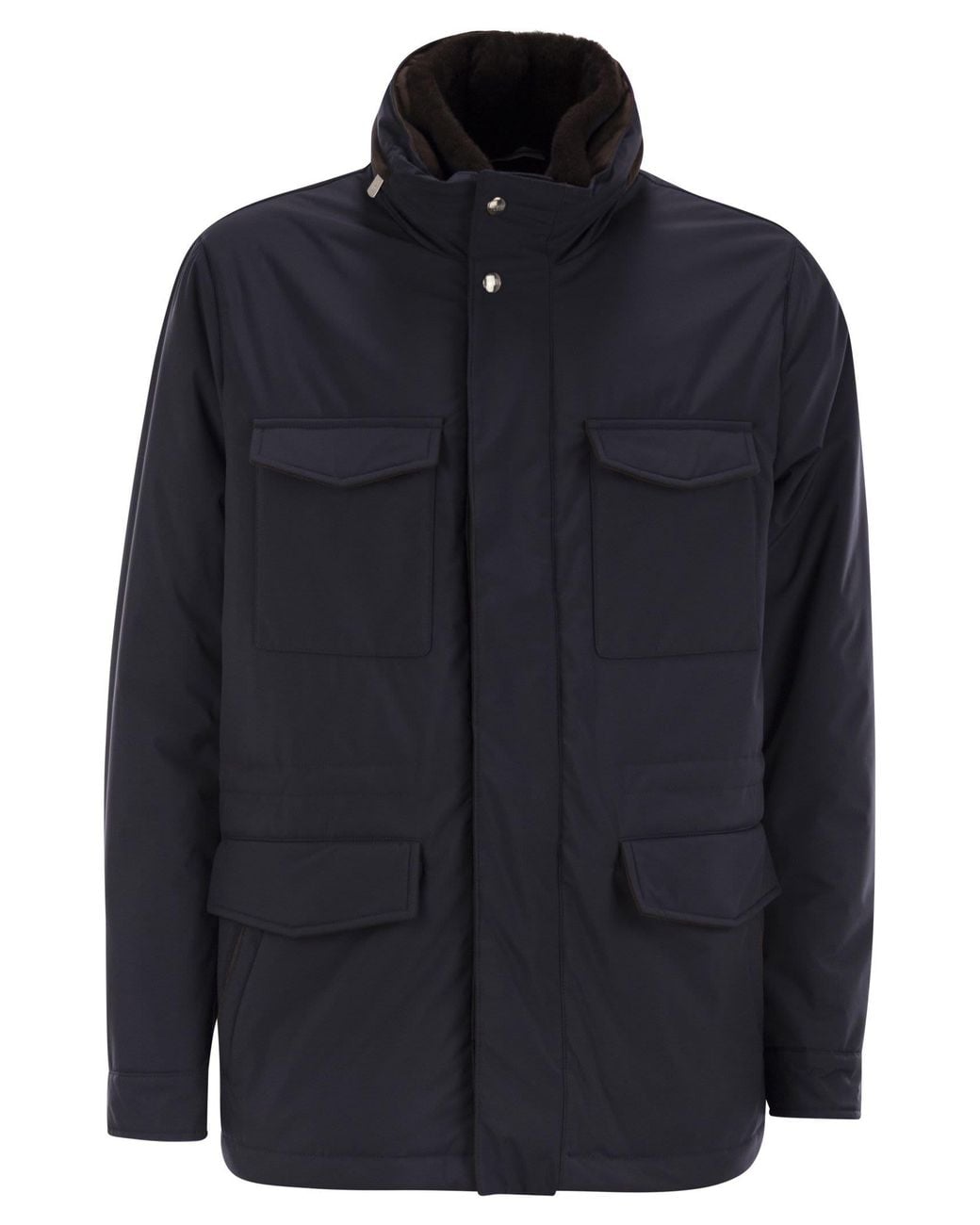 Fedeli Blue Trieste Rain Jacket And Shearling for men
