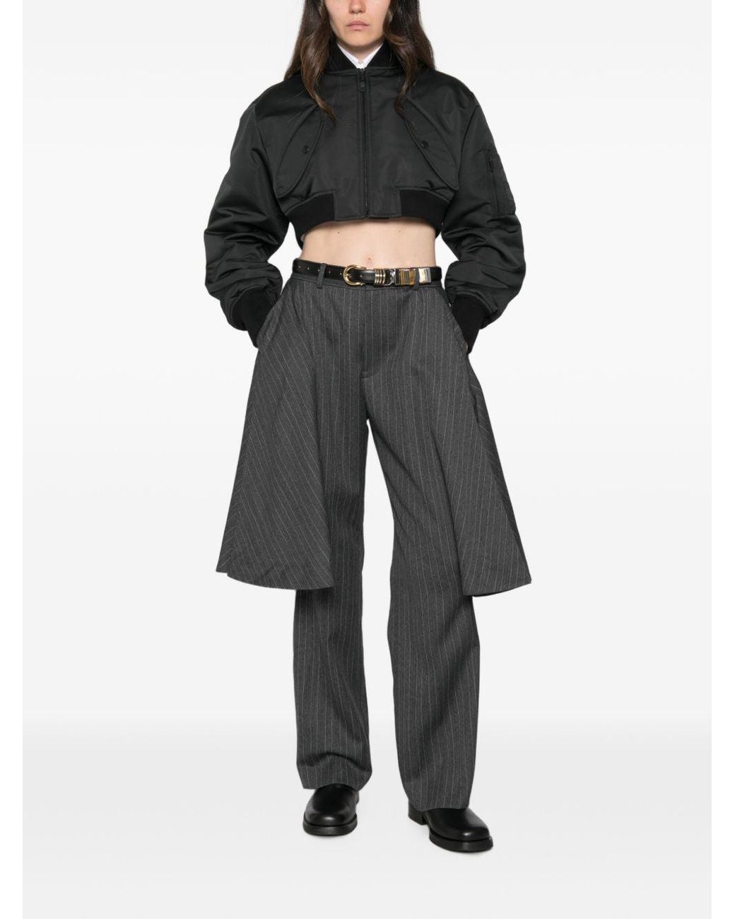 Balenciaga Black Cropped Bomber Jacket
