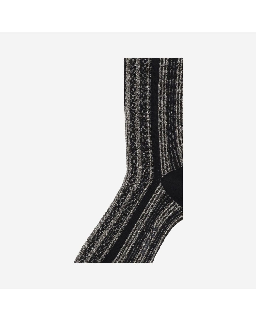 ANT45 Black Ribbed Wool Blend Socks With Stripes