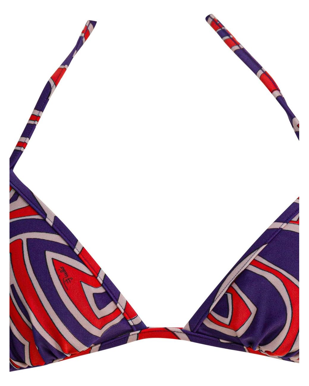 Emilio Pucci Red Labirinto Print Triangle Bikini Top