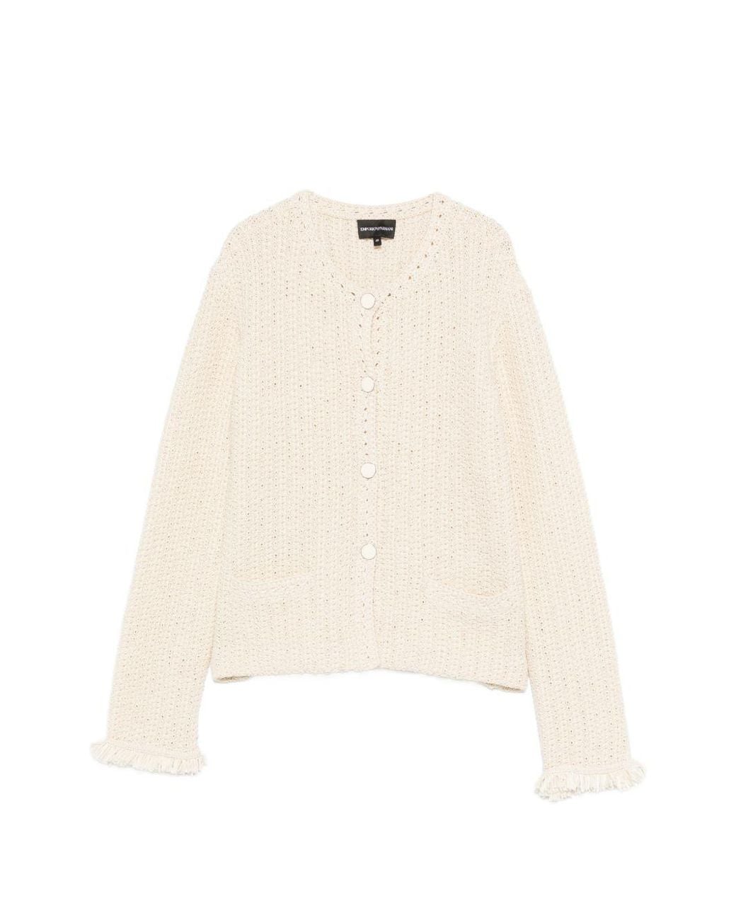 Emporio Armani White Cotton Blend Blazer Jacket