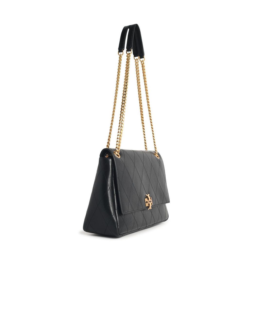Tory Burch Black Medium 'Charlie Matelassé' Lear Shoulder Bag