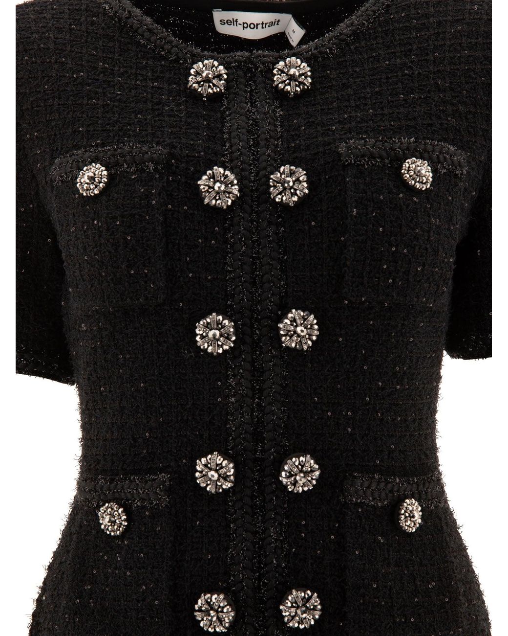 knee length dresses for ladies SELF-PORTRAIT Lurex Cotton-Wool Knit Mini Dress  PALMA PARIS