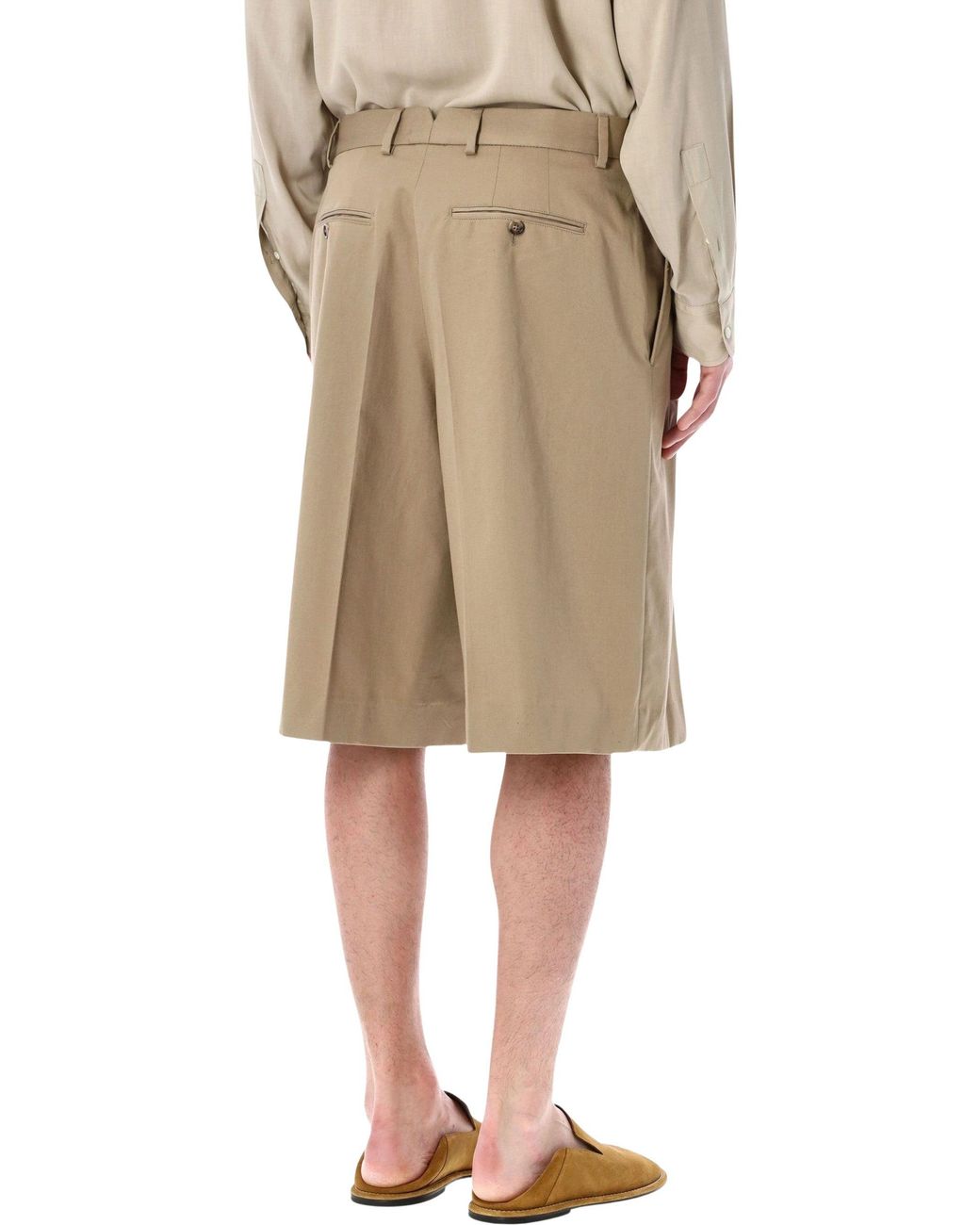 AMI Natural Cotton Wide Bermuda Shorts