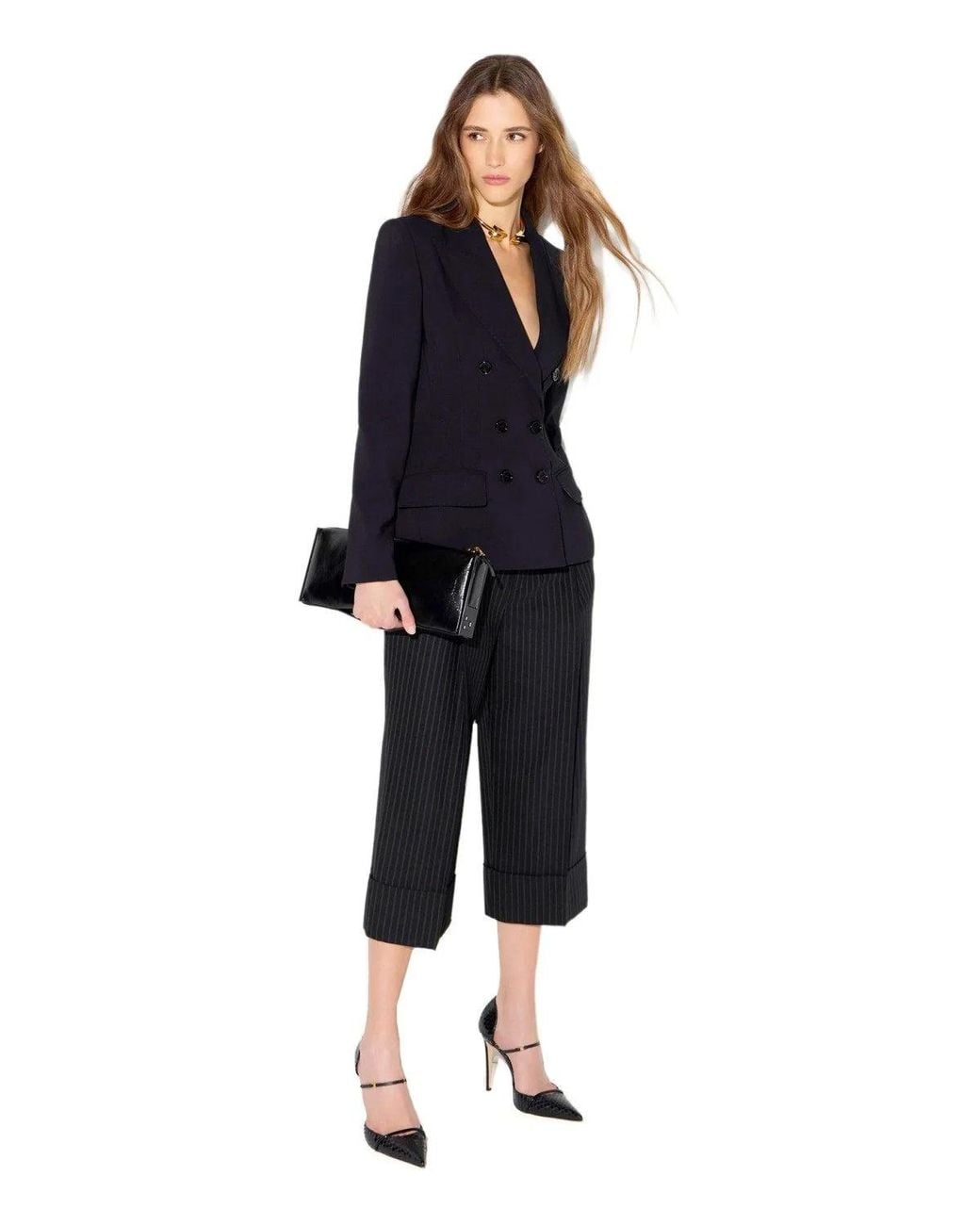 Elisabetta Franchi Black Double Breasted Blazer