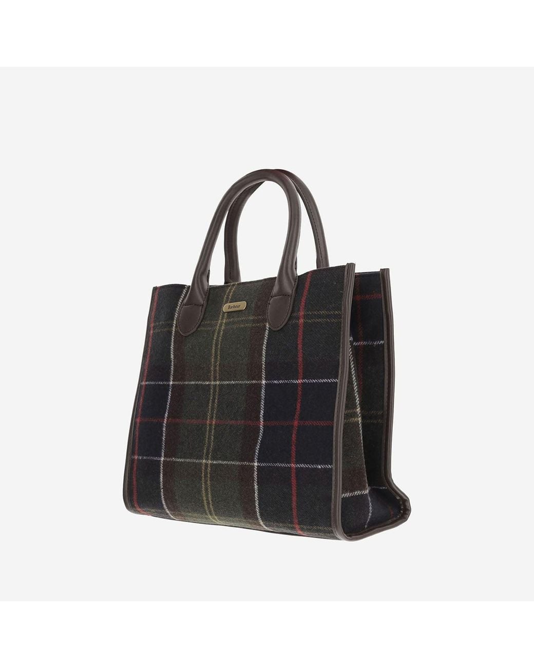 Barbour Black Tote Bag Barrhill Wool-Mix Checked Polyester Handbags