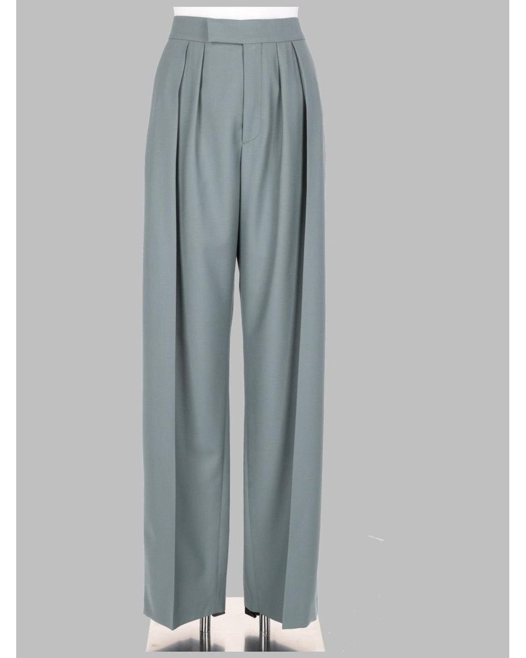 Chloé Gray High-Waist Pleated Wide-Leg Trousers