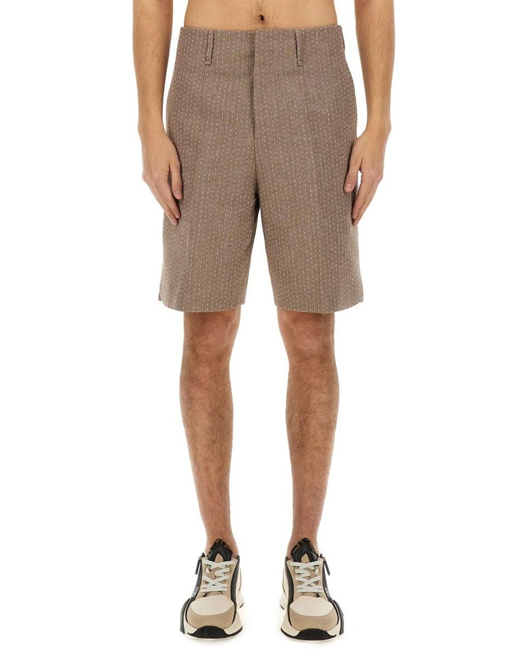 Fendi Natural Jacquard Bermuda Shorts for men