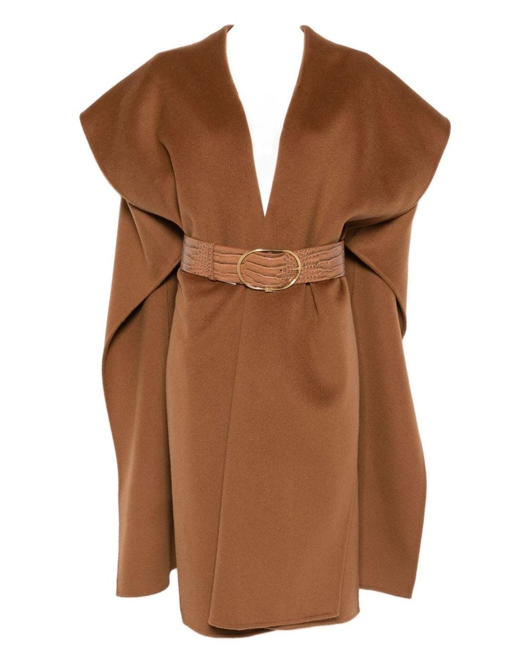 Elisabetta Franchi Brown Wool Belted Coat