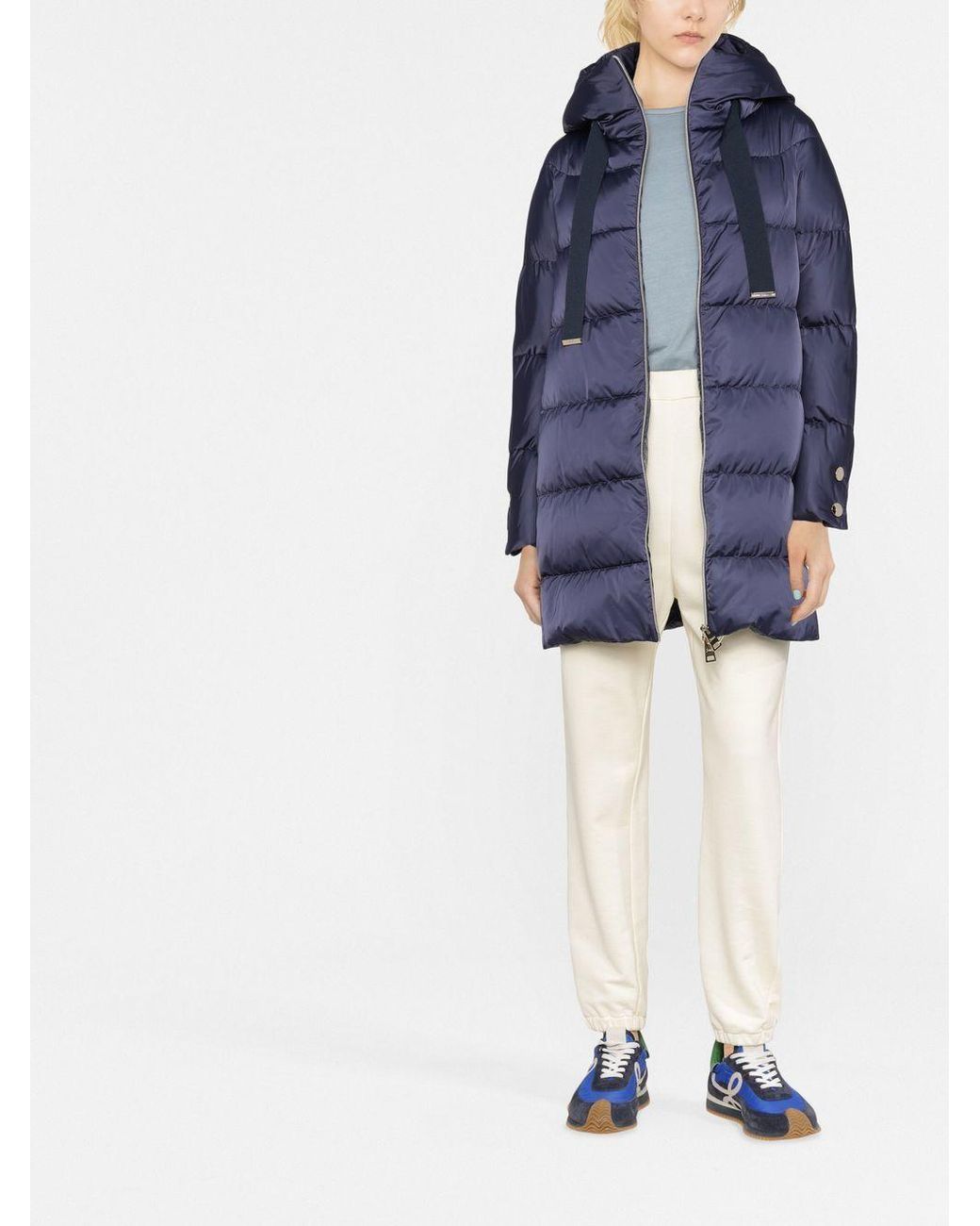 Herno Blue A-Shape Satin Down Jacket