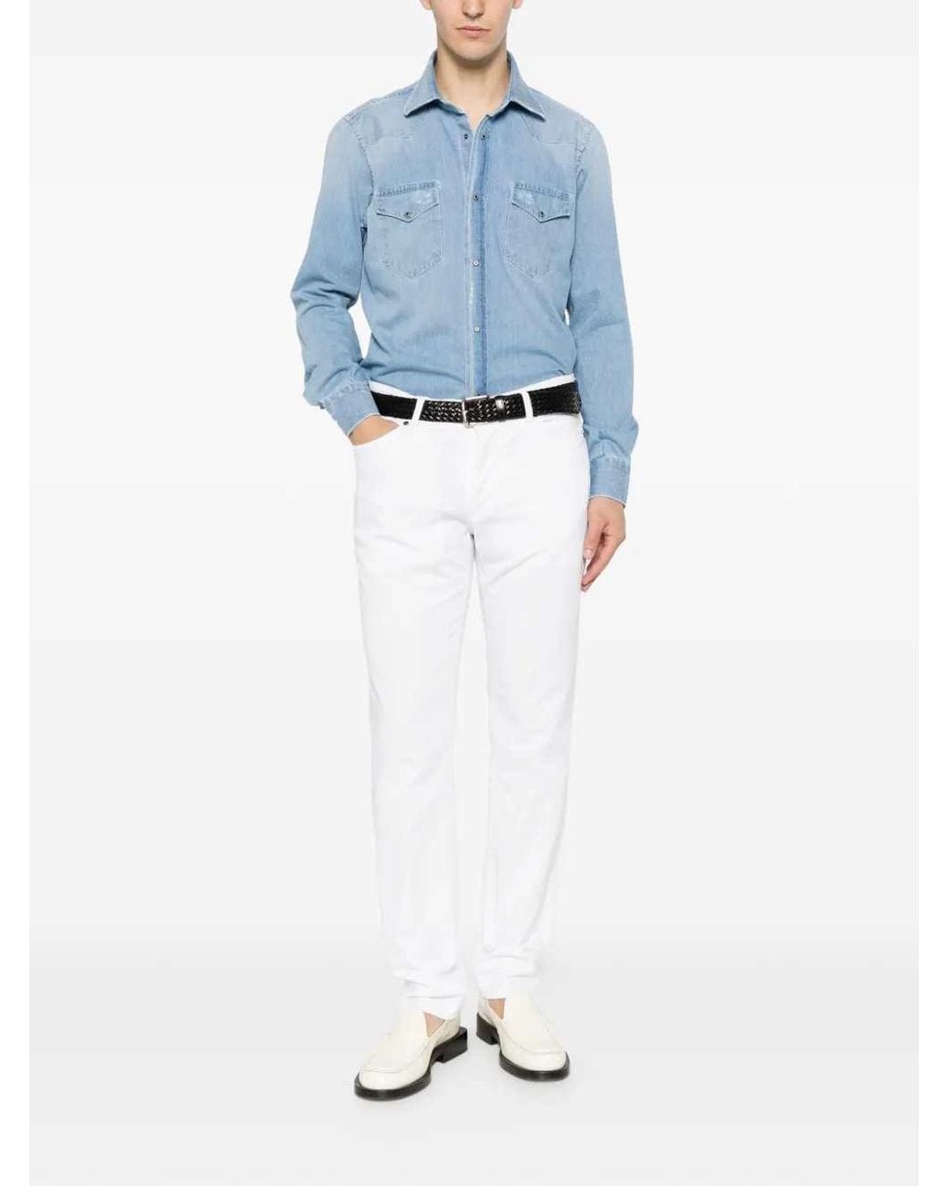 Sartorio Napoli Blue Shirt With Snap Buttons