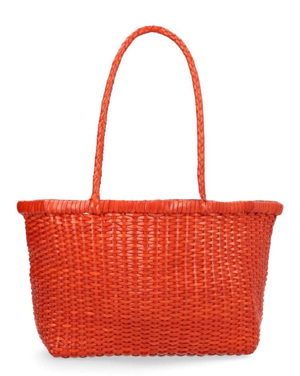 Dragon Diffusion Red Handwoven Leather Tote Bag