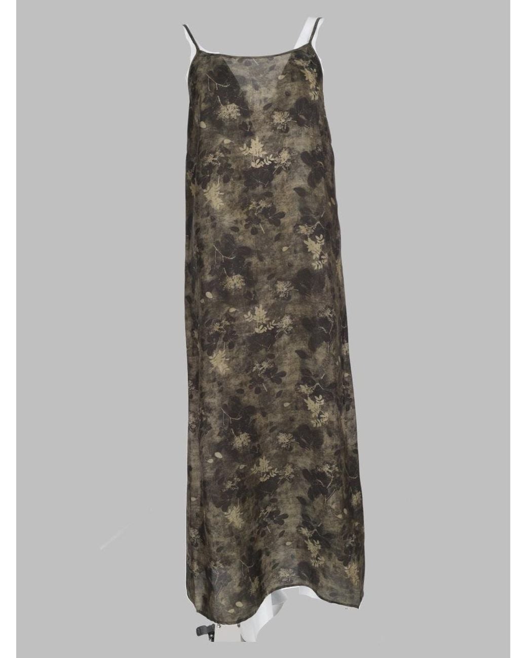 Uma Wang Gray Sleeveless V-Back Floral Viscose-Blend Midi Dress