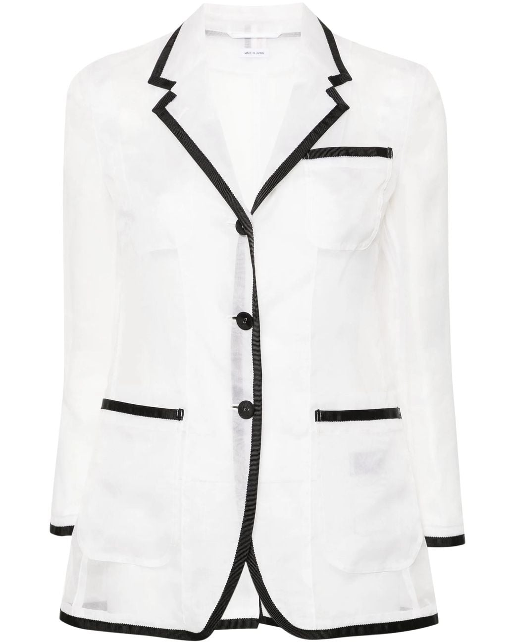 Thom Browne White Semi Sheer Organza Blazer