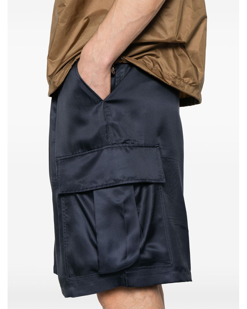 Prada Blue Silk Cargo Shorts for men