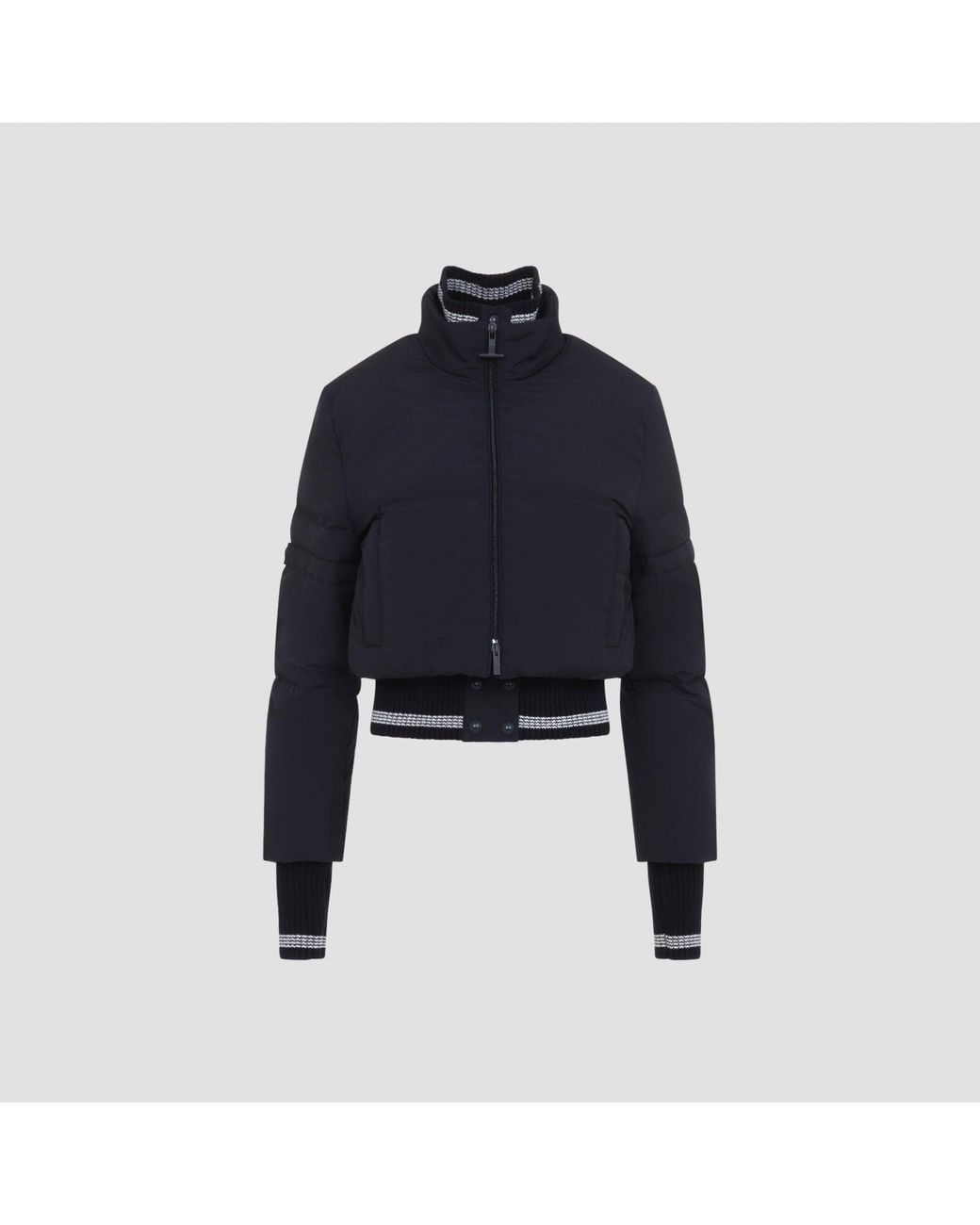 Thom Browne Blue Cropped Downfilled Front Zip Jacket