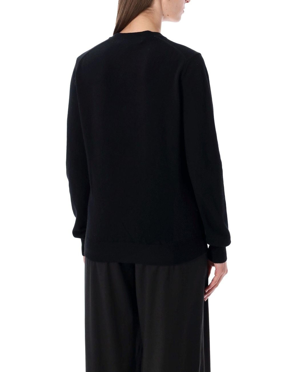 COMME DES GARÇONS PLAY Black Wool Cardigan With Crystal Heart