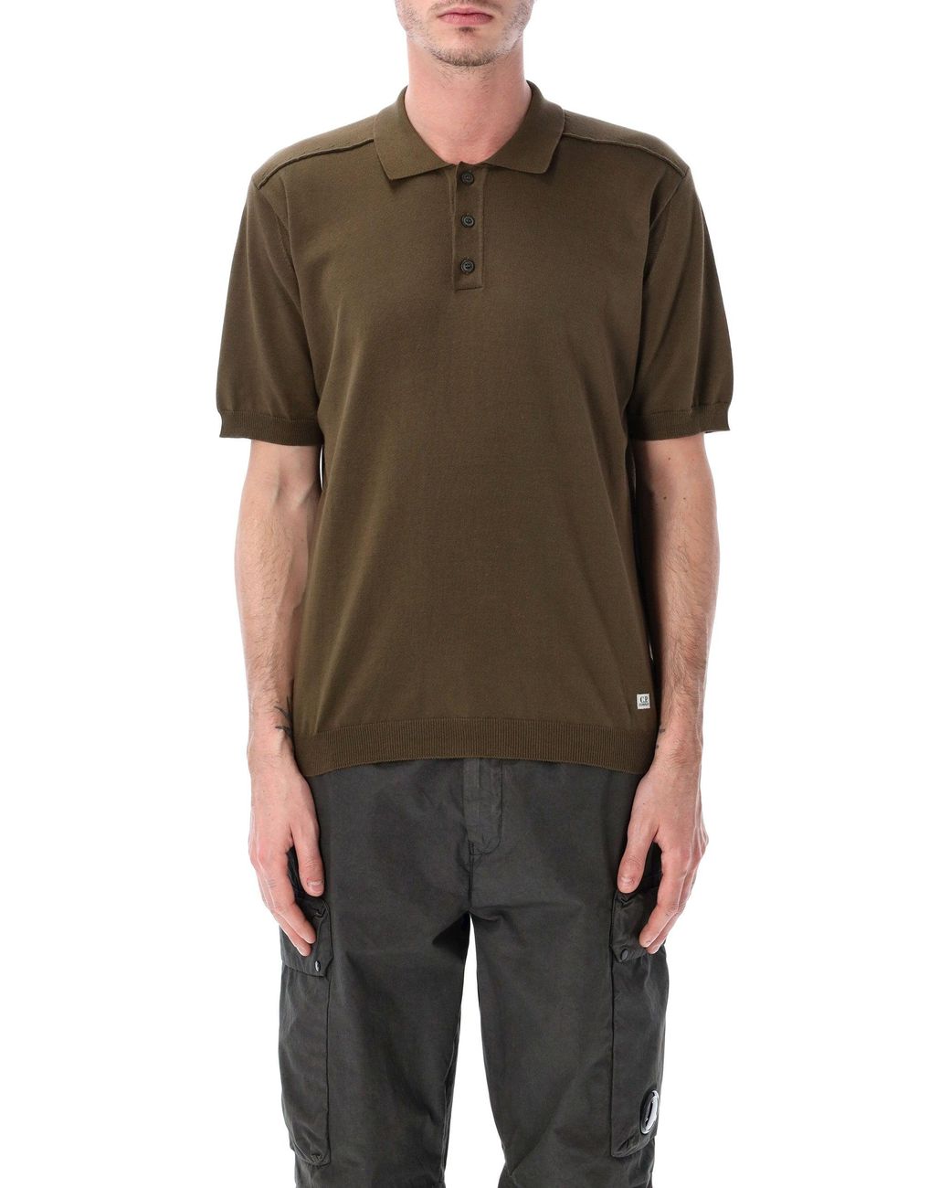 C P Company Brown C.P.Company Cotton Short-Sleeve Polo for men