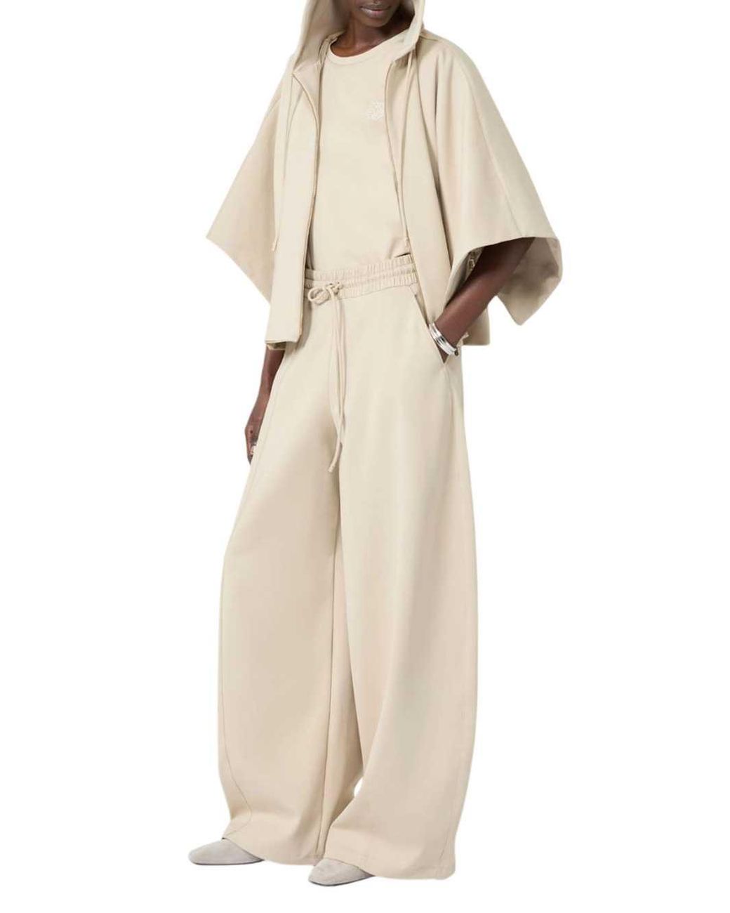 Max Mara White Technical Cotton Jersey Barrel-Leg Trousers