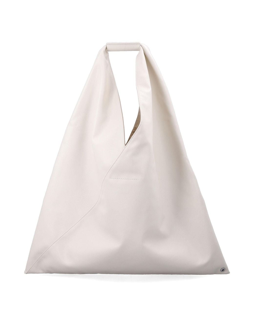 MM6 by Maison Margiela White Mm6 Japanese Origami-Style Triangular Handbag With Debossed Numeric Handle