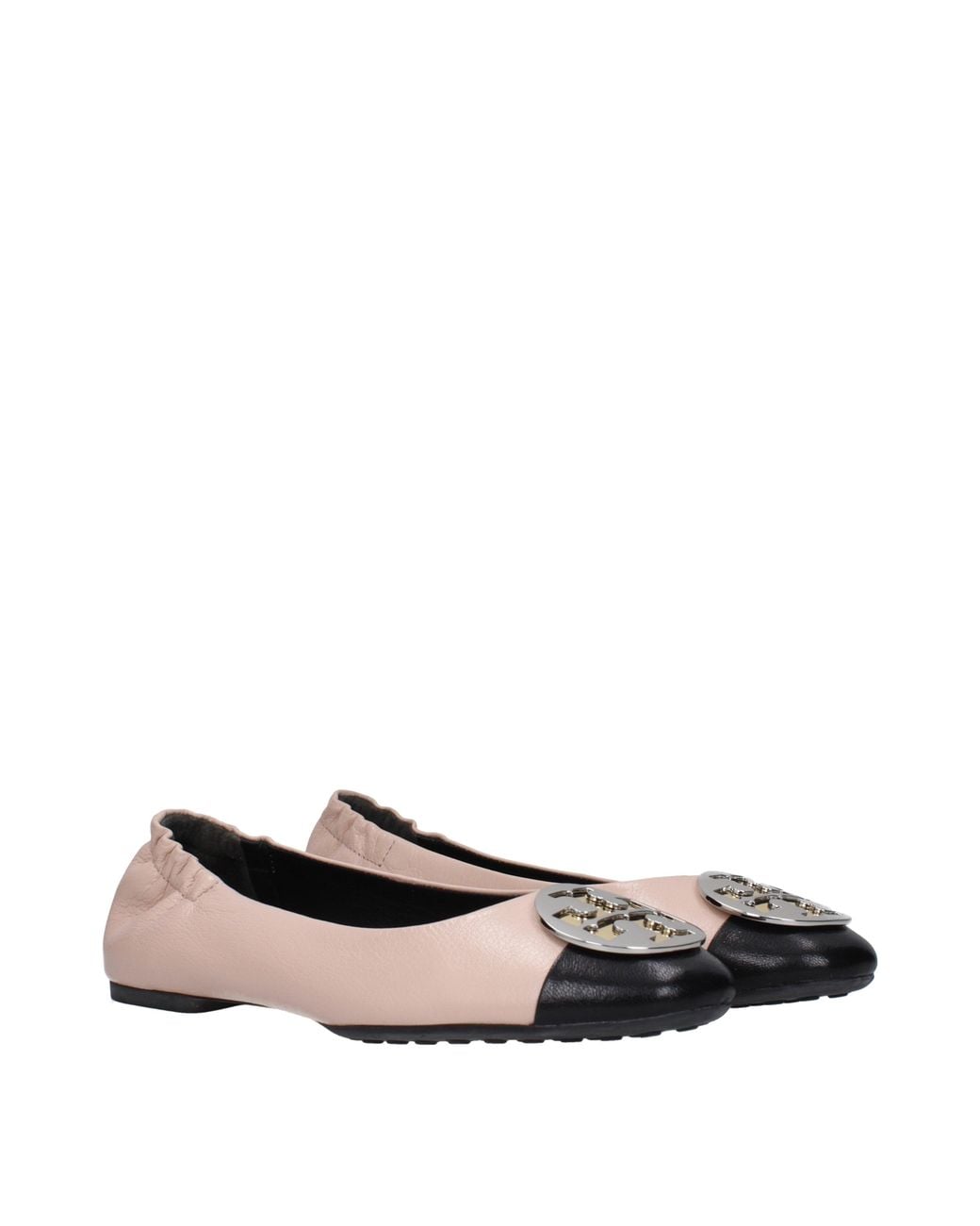 Tory Burch Brown Ballerine Claire Donna Pelle Rosa/Nero