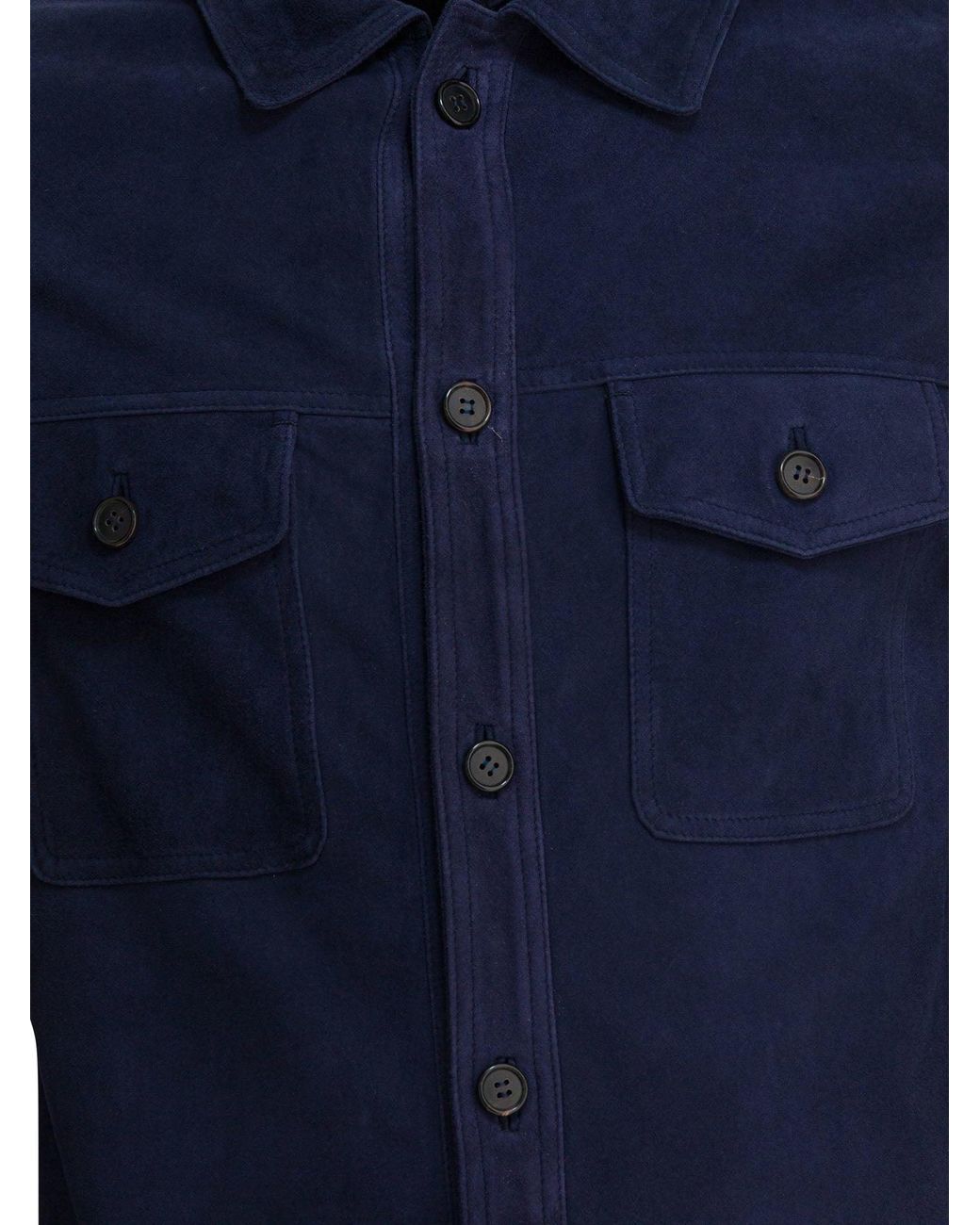 Altum Blue Suede Overshirt Jacket Jackets And Coats