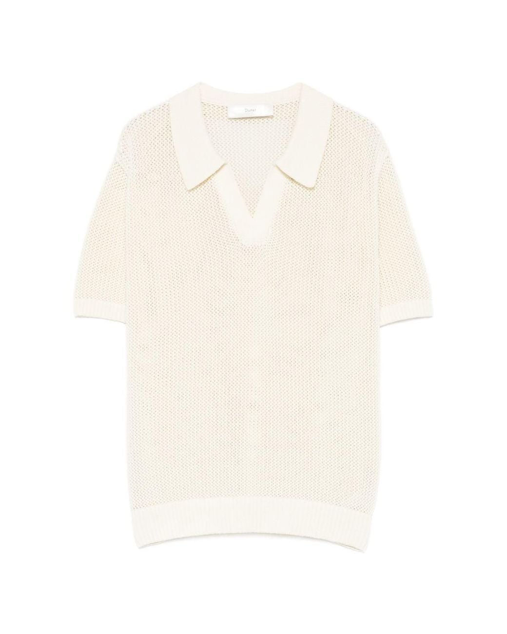 DUNST White Cotton And Linen Polo Shirt