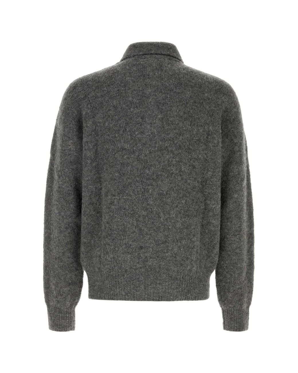 AMI Gray Dark Stretch Alpaca Blend Polo Shirt