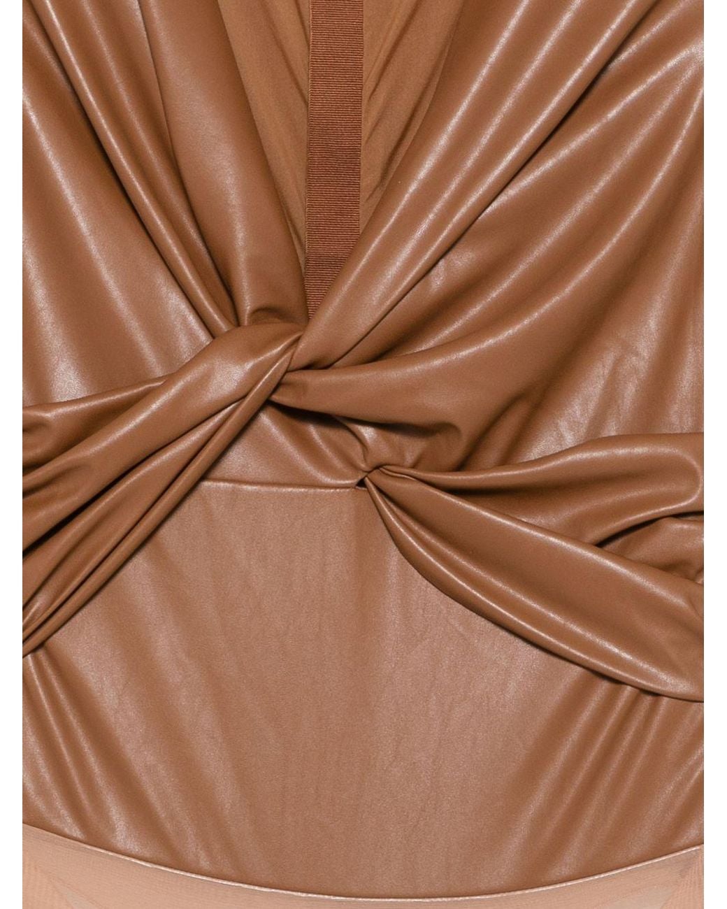 Elisabetta Franchi Brown Twist-Detail Long-Sleeve Bodysuit