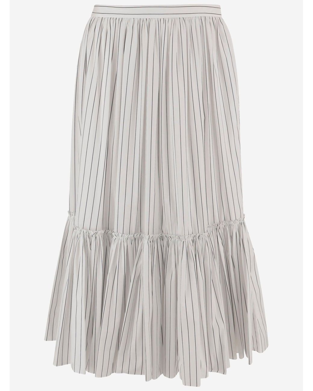 Jil Sander White Skirt Striped Cotton