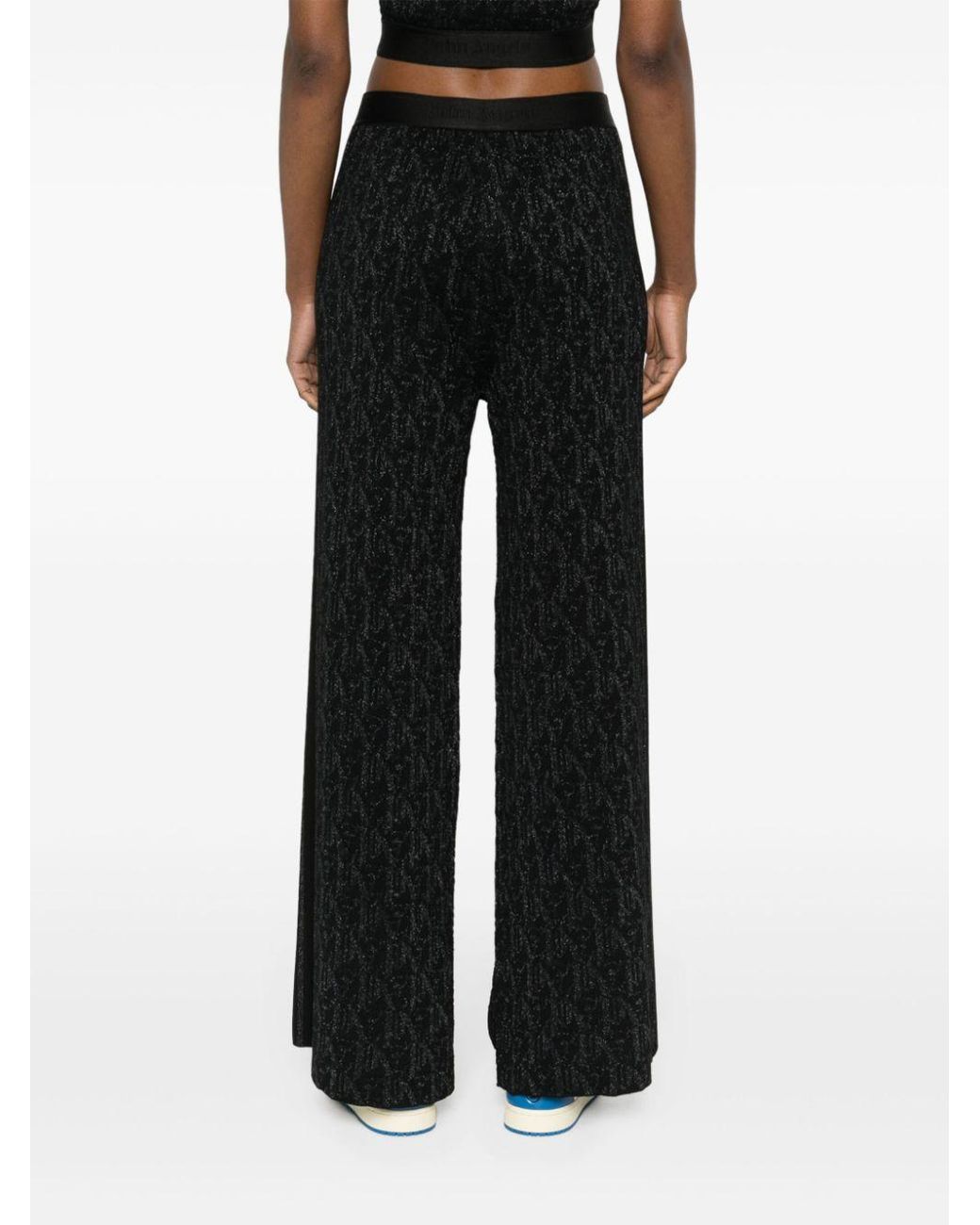 Palm Angels Black Knitted Flared Trousers