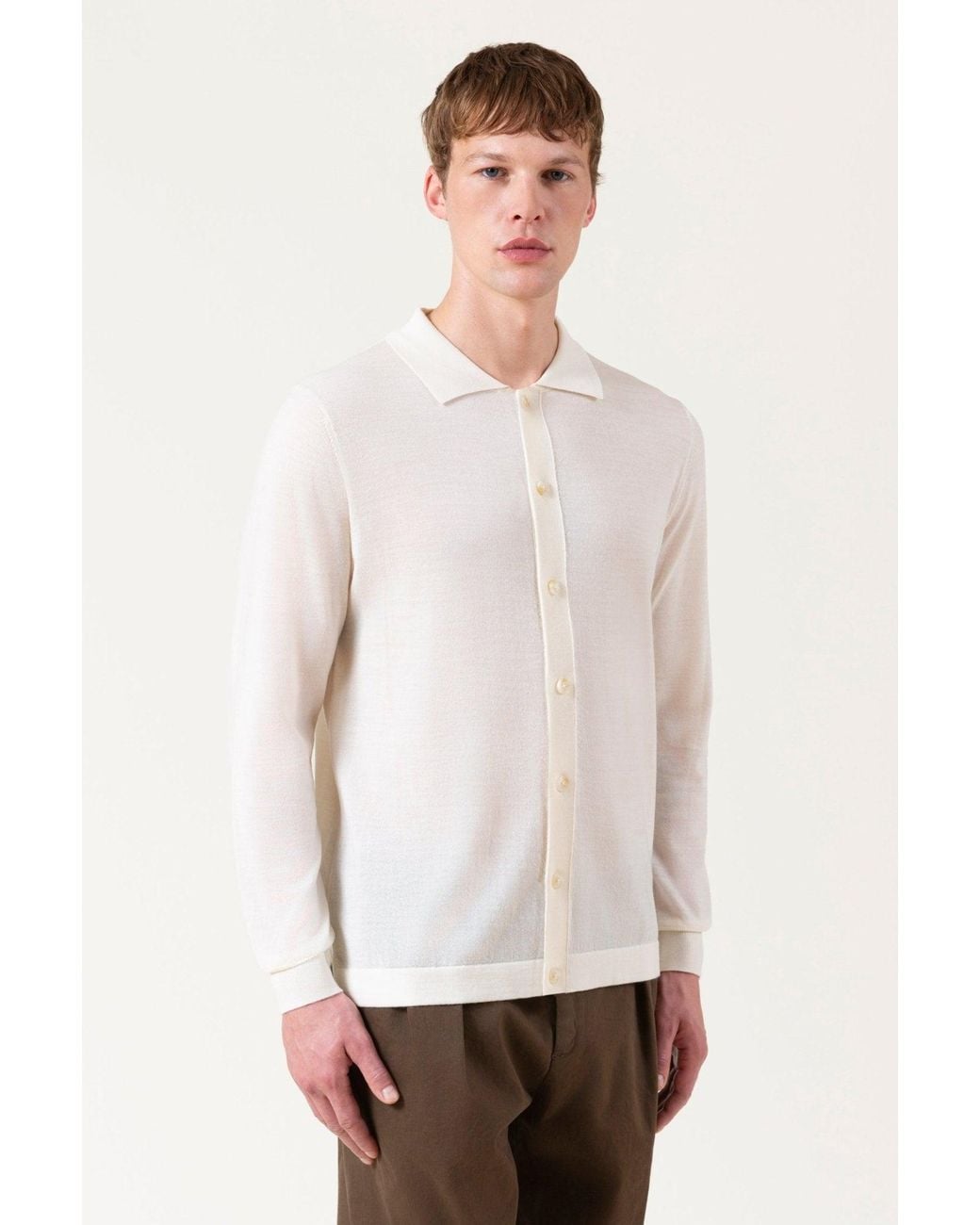 AUTORE White Merino Wool Cardigan