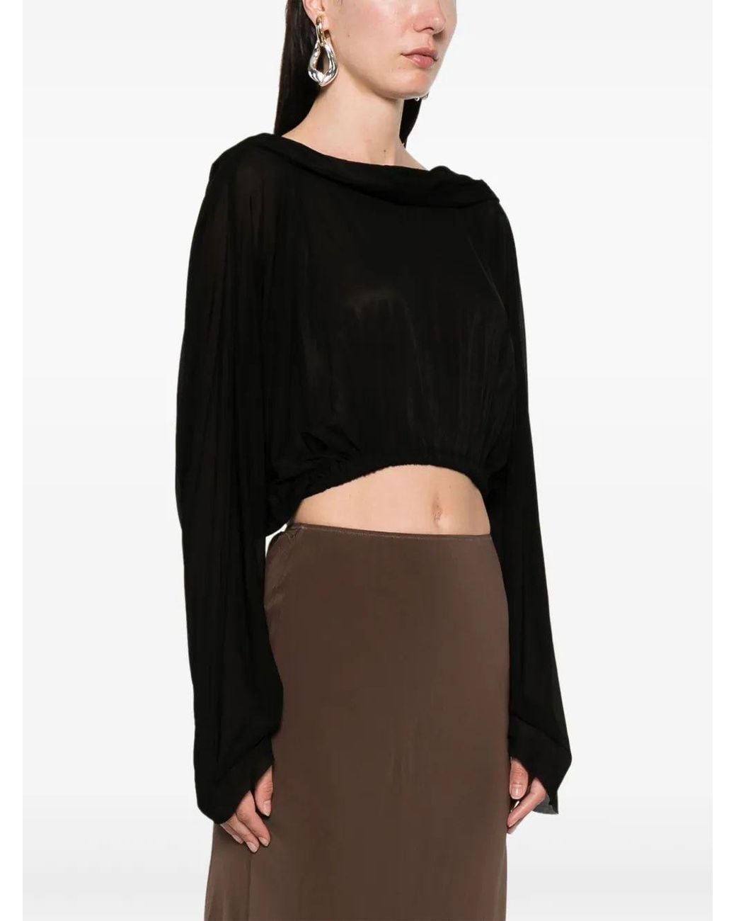 Rick Owens Black Cropped Hooded Tunic