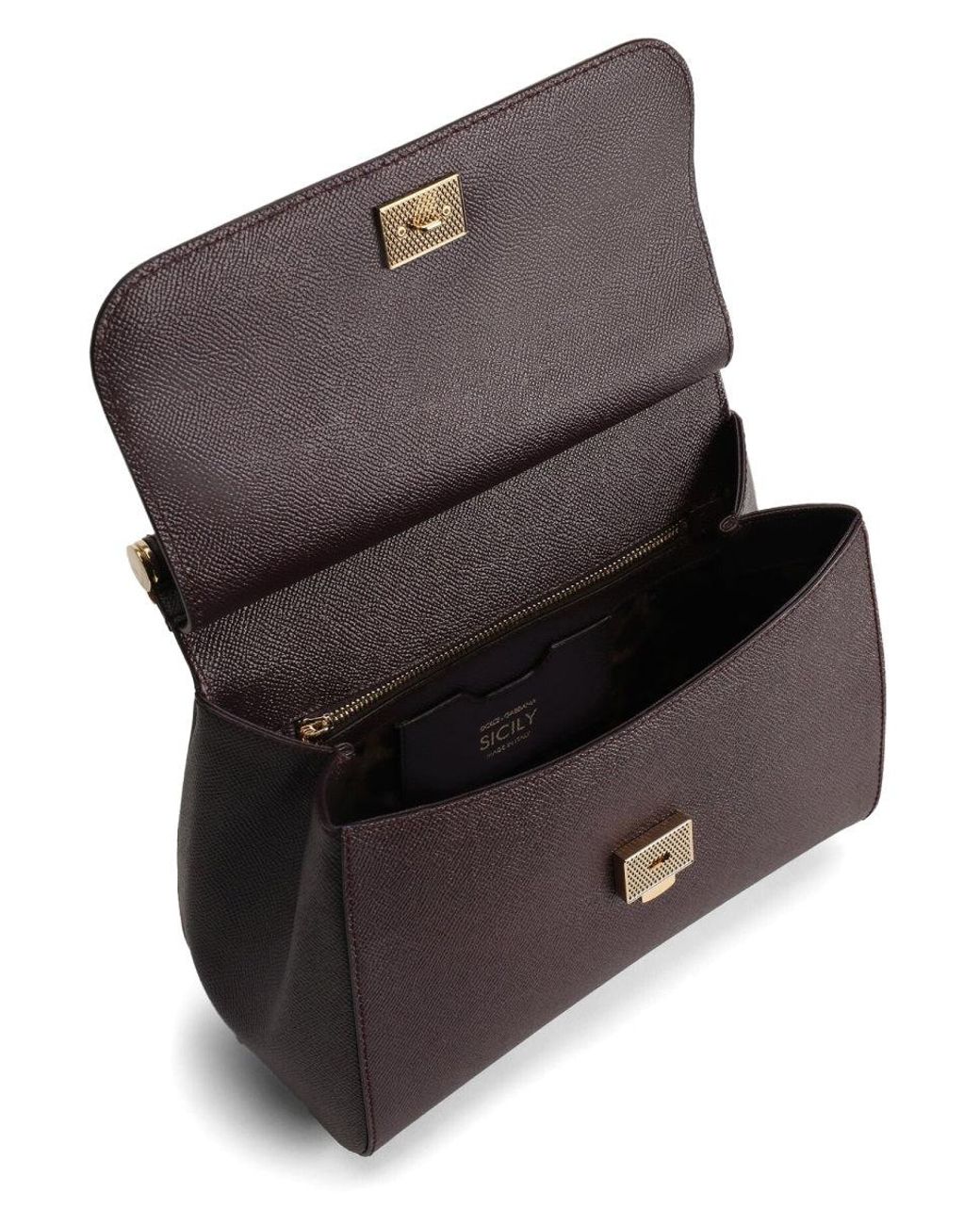 Dolce & Gabbana Black Dolce & Gabbana Large Winecolored Sicily Hand Bag