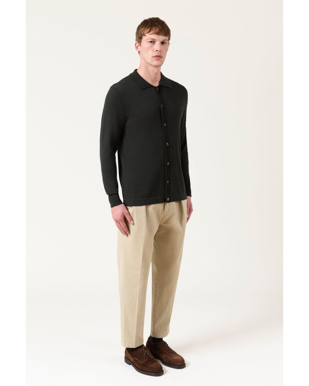 AUTORE Black Merino Wool Cardigan
