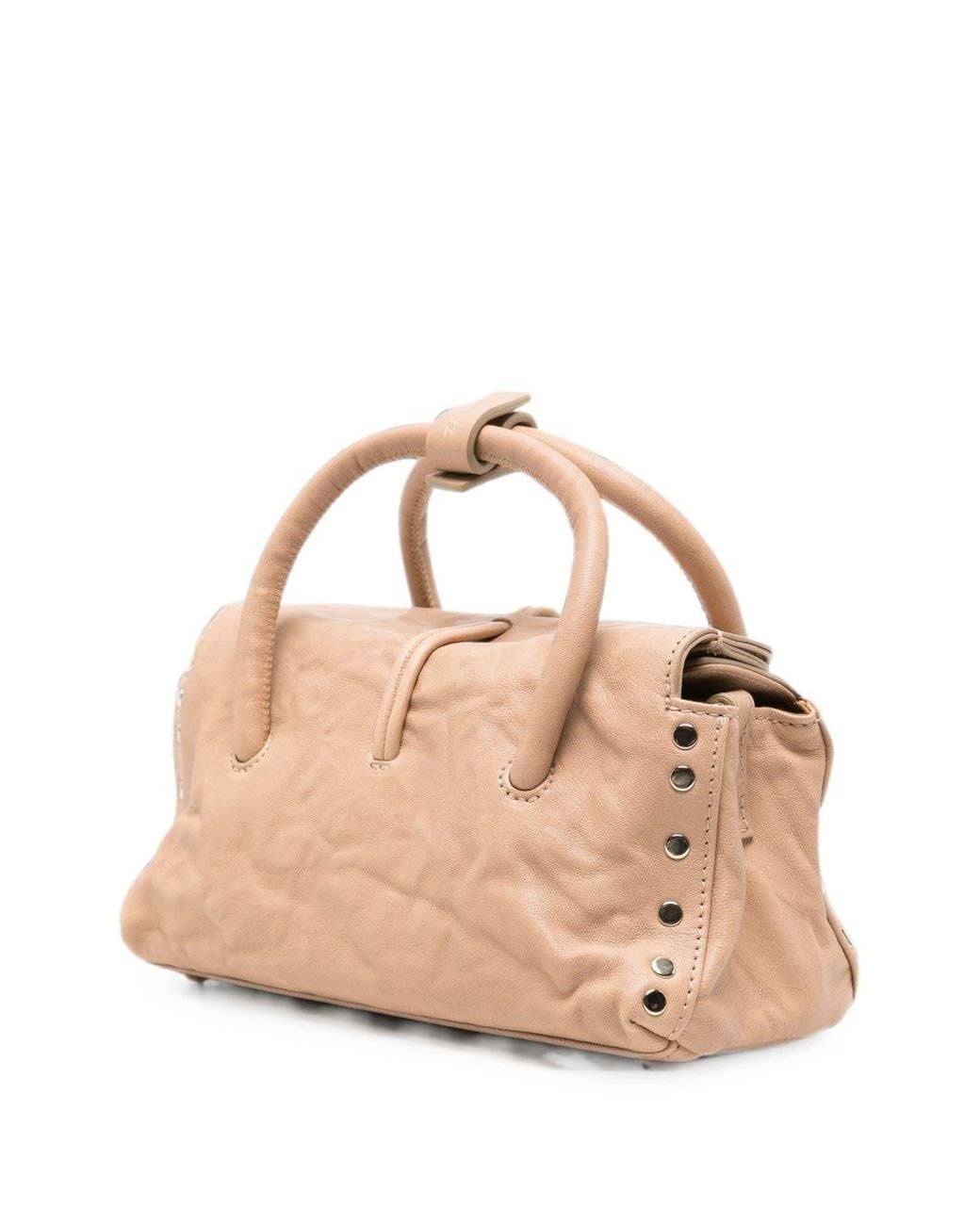 Zanellato Natural Studded Leather Top Handle Bag