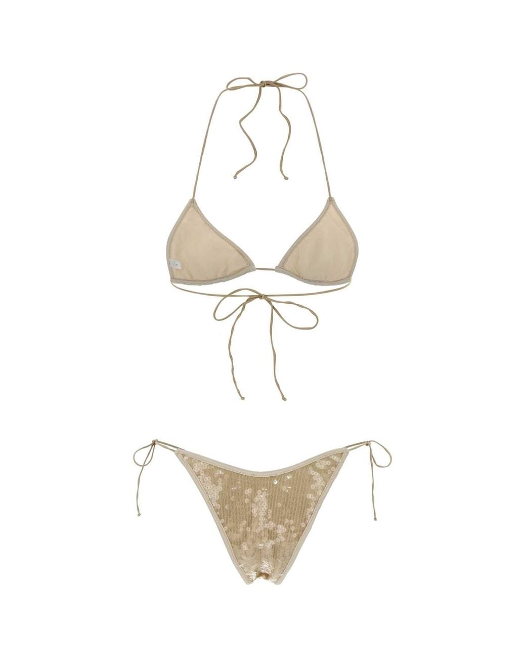 Oseree White Embellished Polyester Marylin Bikini