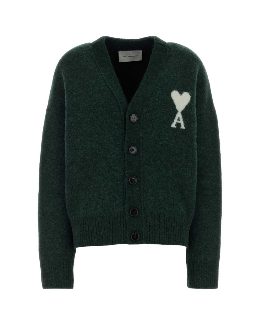 AMI Green Ami Bottle Alpaca Blend Cardigan
