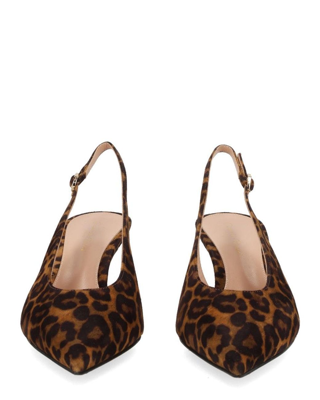 Gianvito Rossi Brown Leopard Print Leather Slingback Pumps, 5.5 Cm Heel
