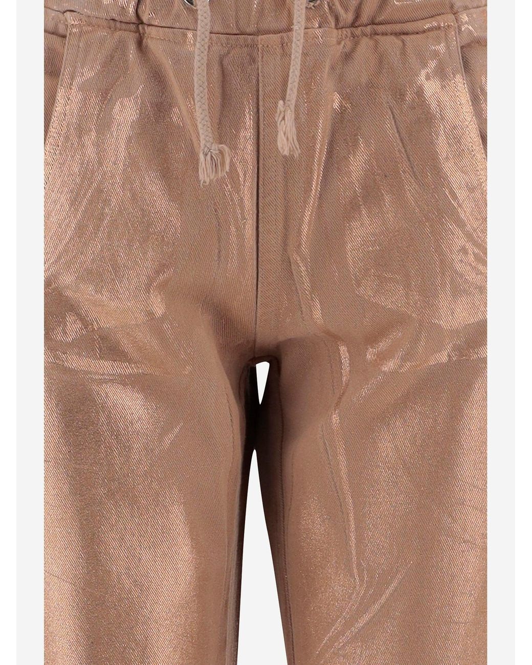 DON'T @ ME Brown Cotton Pants With Drawstring