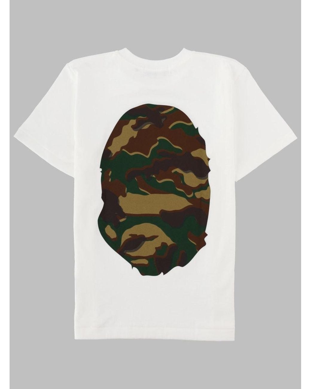 A Bathing Ape White T-Shirt Con Logo "Big Ape" E Stampa Mimetica