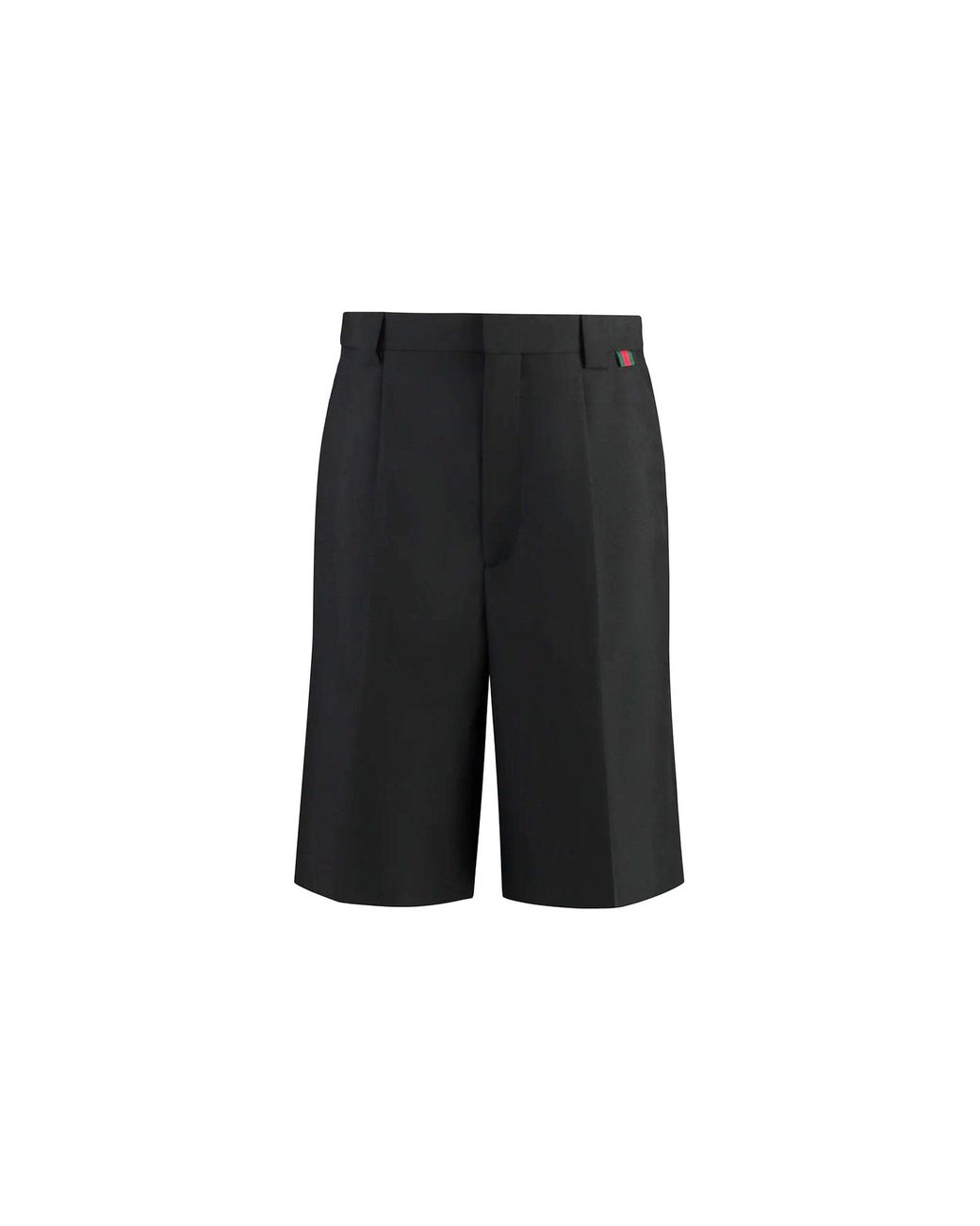 Gucci Black Wool-Blend Bermuda Shorts With Web Detail for men