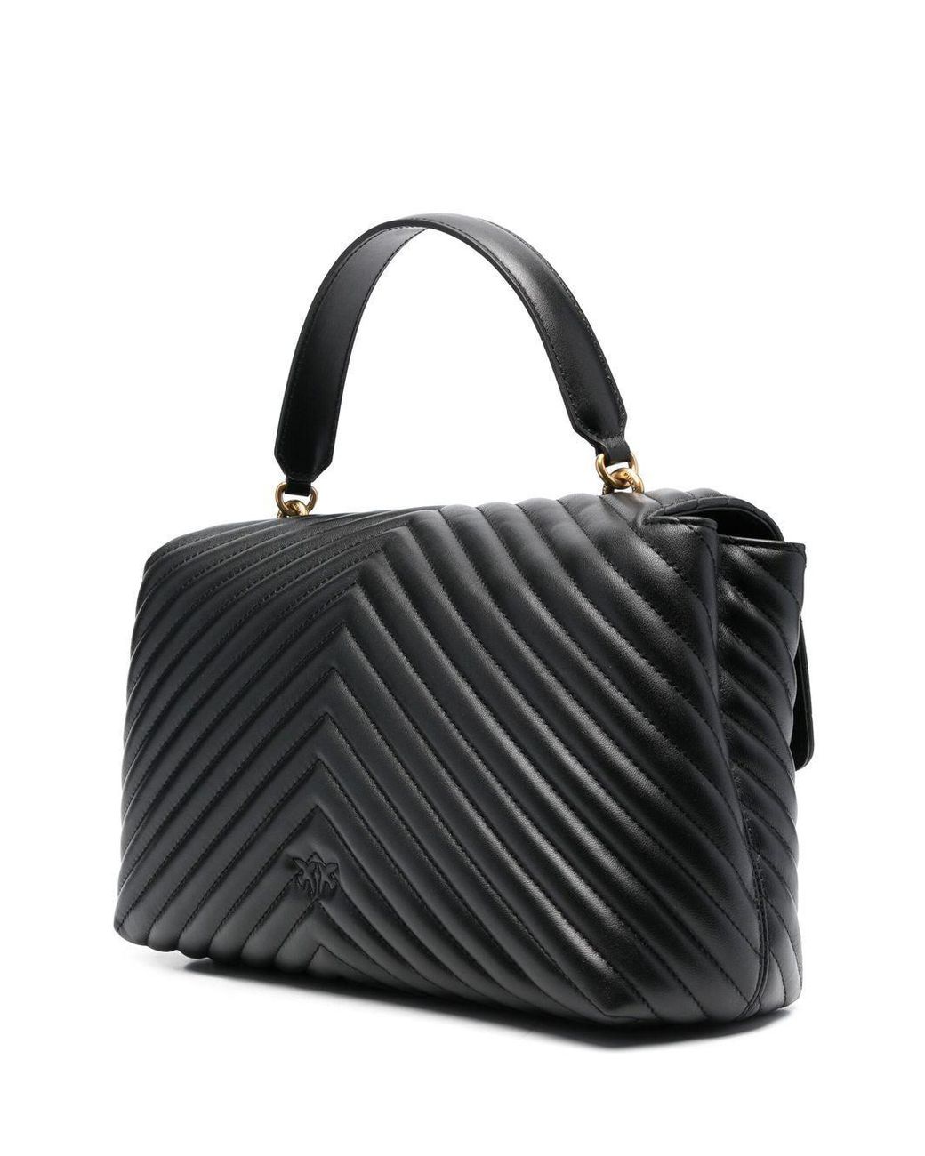 Pinko Black Big Lady Love Bag Puff Chevron