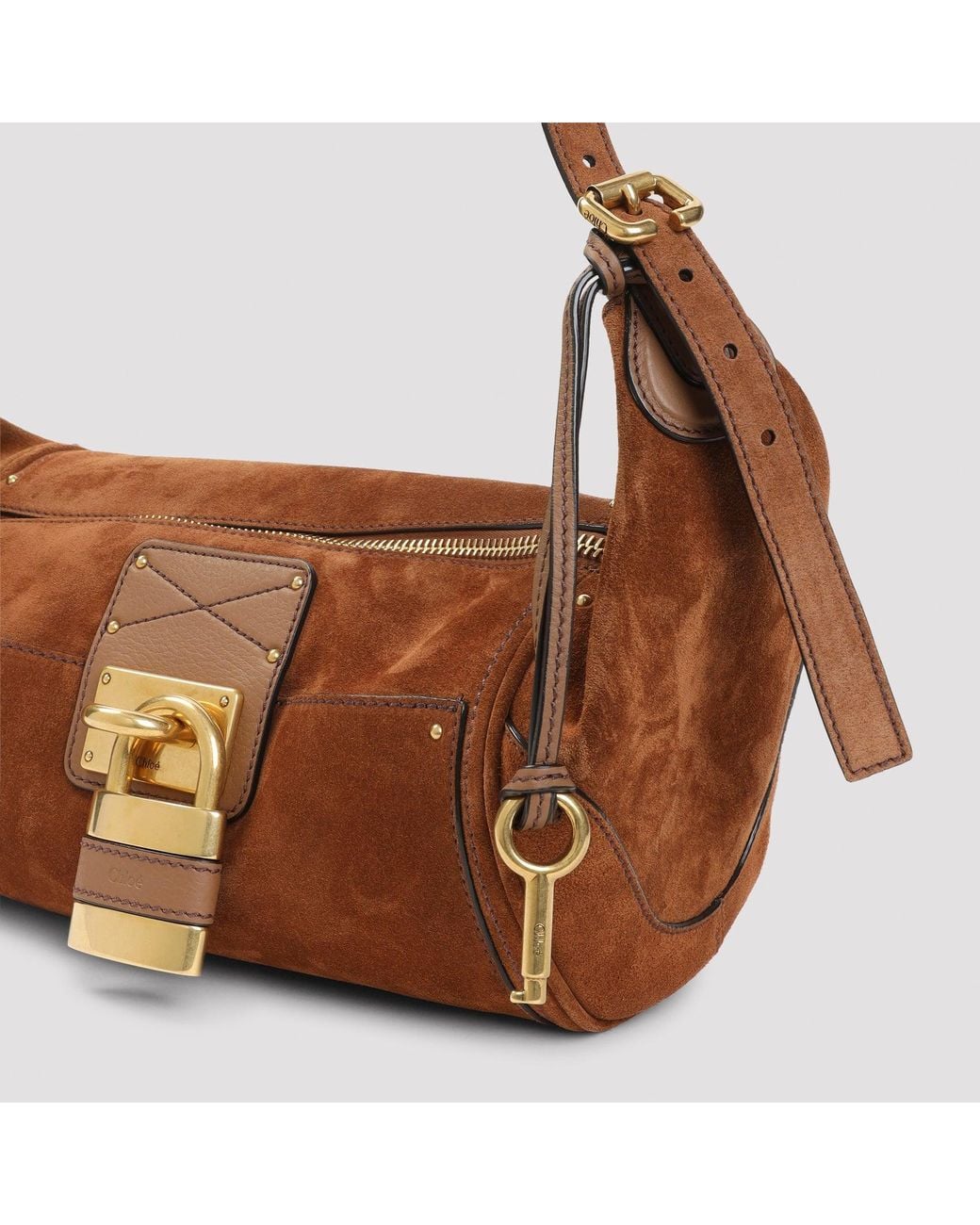Chloé Brown Paddington Suede Shoulder Handbag